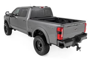Ford F-250 Super Duty Retractable Bed Cover - Rough Country - Weather-resistant Vinyl with Rigid Aluminum Panel - Matte Black - '17-'24 Ford F-250 Super Duty Retractable Bed Cover - Rough Country - Weather-resistant Vinyl with Rigid Aluminum Panel - Matte Black - '17-'24